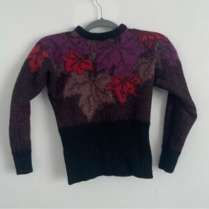 Vintage Miguel Cruz Leaf Patterned Sweater in Purple and Red